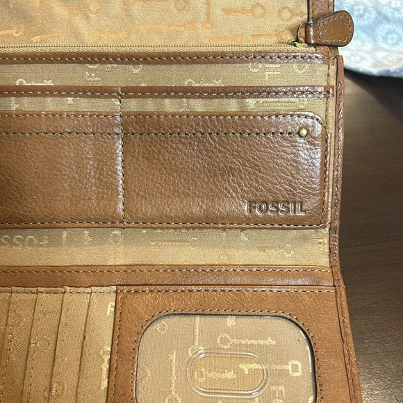 Fossil Vintage Leather Clutch Tan Billfold Card Wallet - Picture 12 of 16